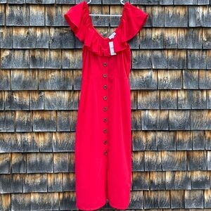 BNWT Barneys New York Button Up Off Shoulder Midi Dress